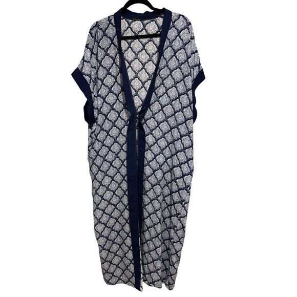 Riva Woman Blue Pattern Long Kaftan - Picture 2 of 7